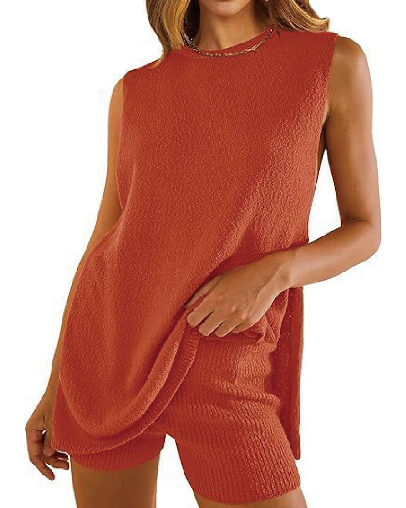 Knitted Honey Short Set Orange