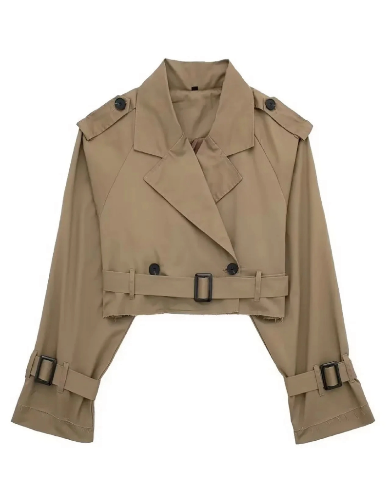 Crop Trench Coat Khaki