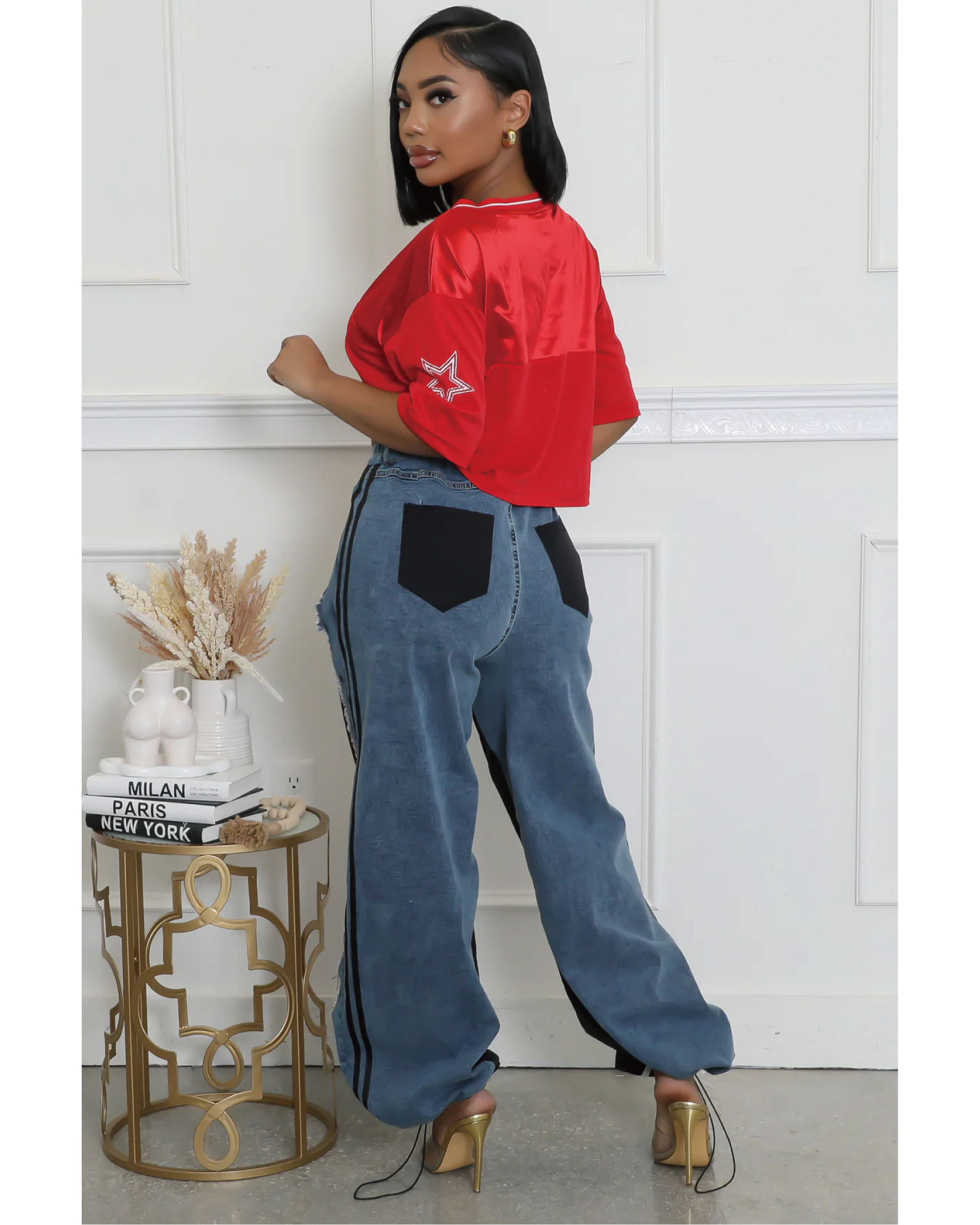 Pop out denim joggers