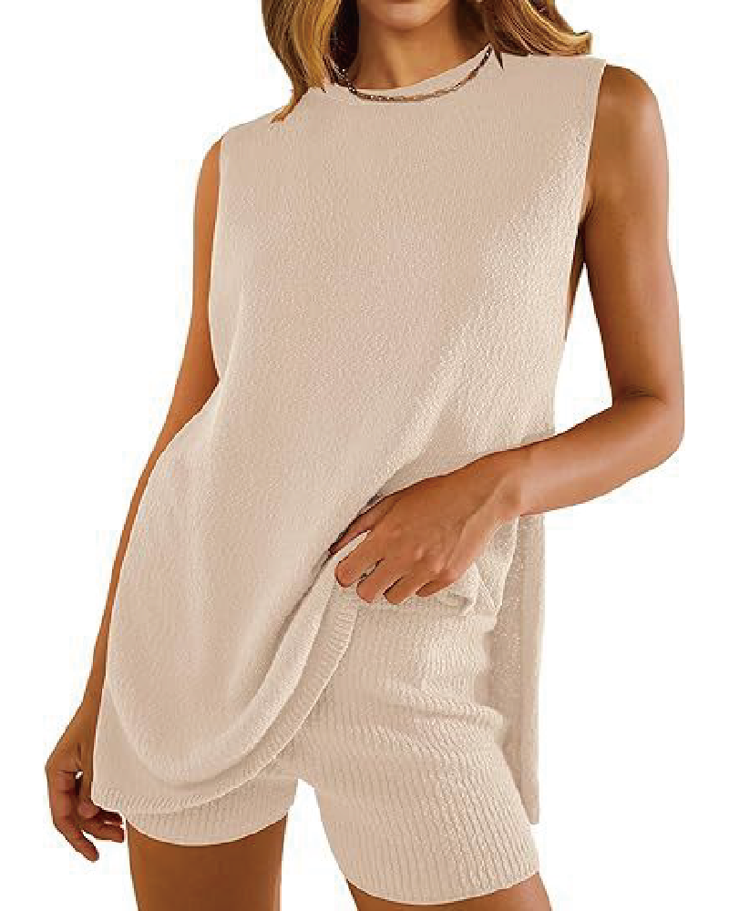 Knitted Honey Short Set Beige