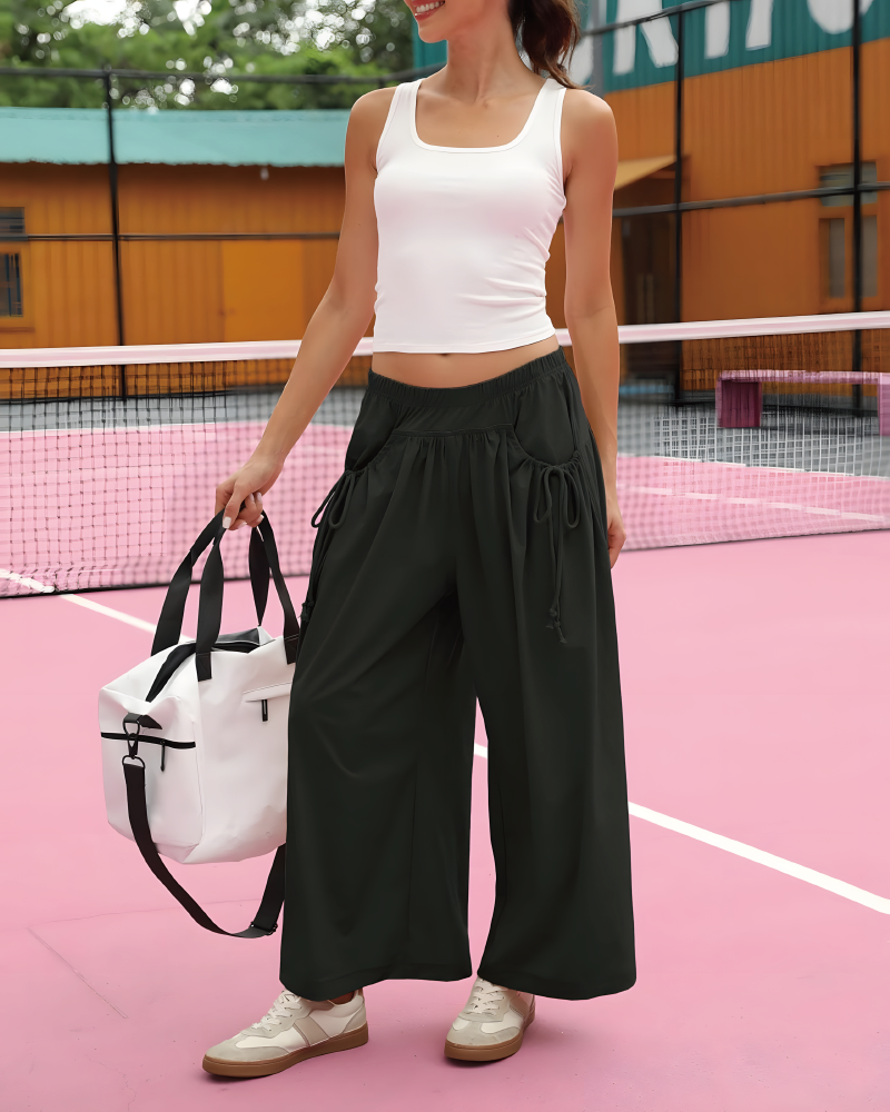 Wide Leg Paratrooper Pants Black