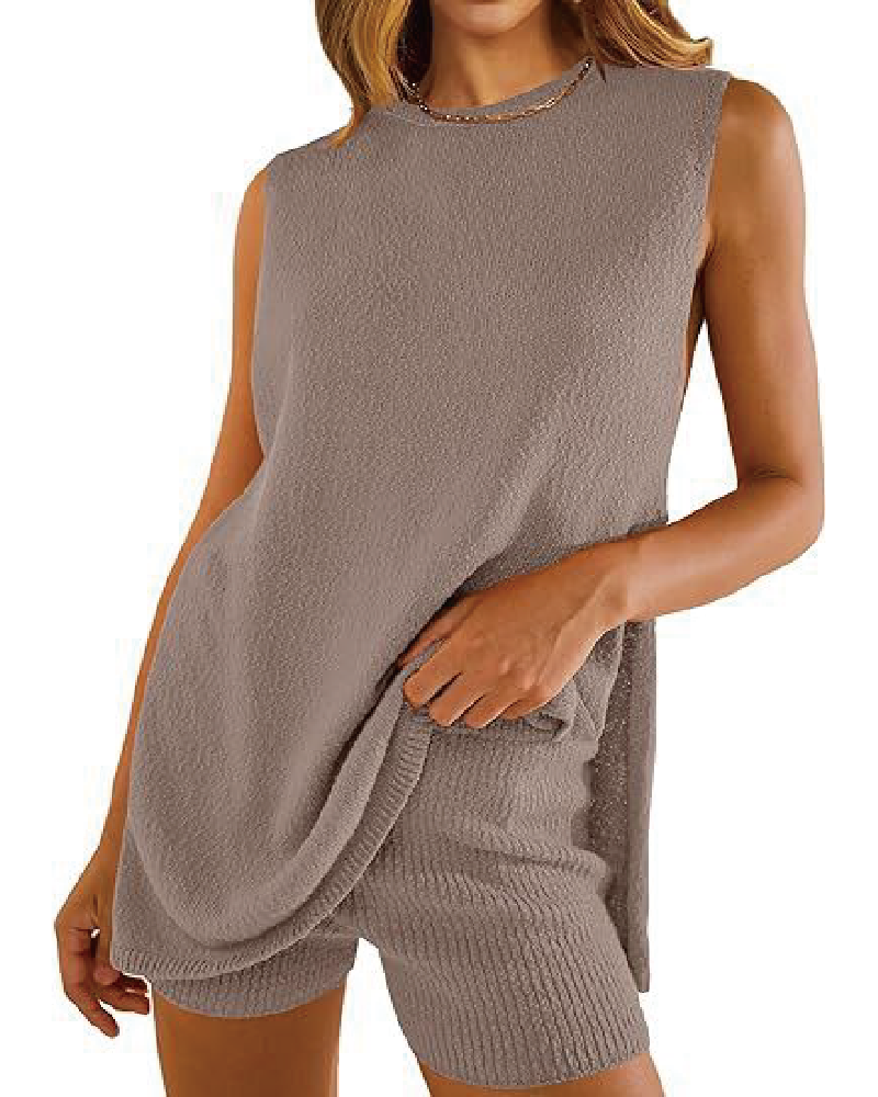Knitted Honey Short Set Khaki