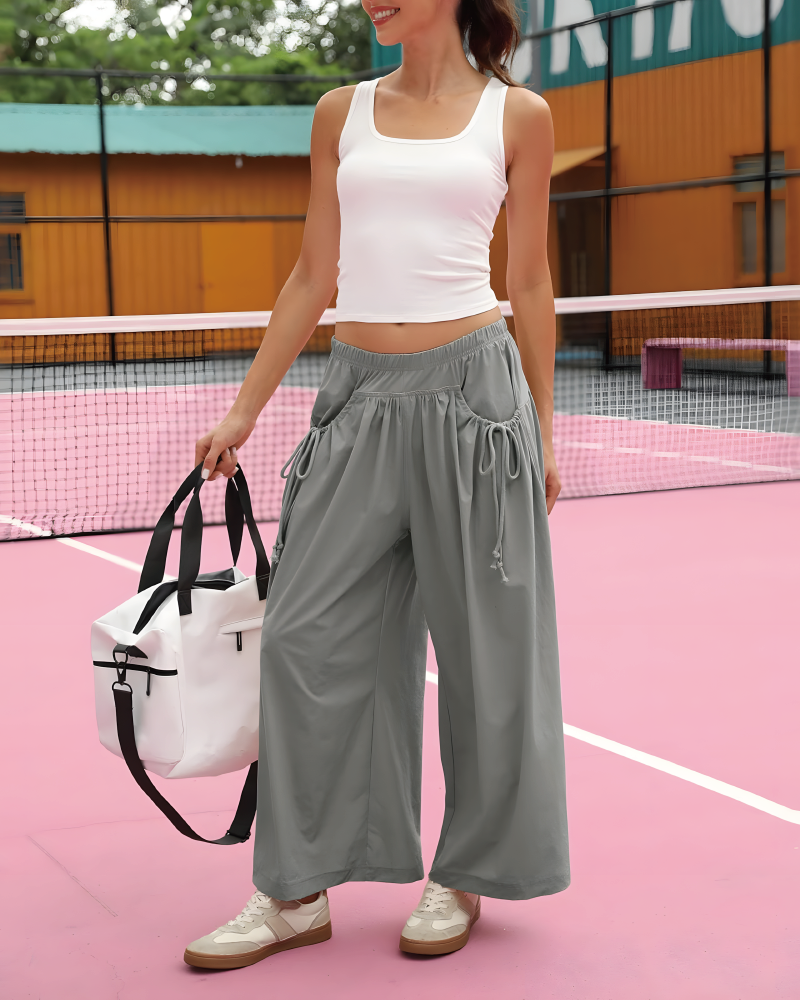 Wide Leg Paratrooper Pants Grey