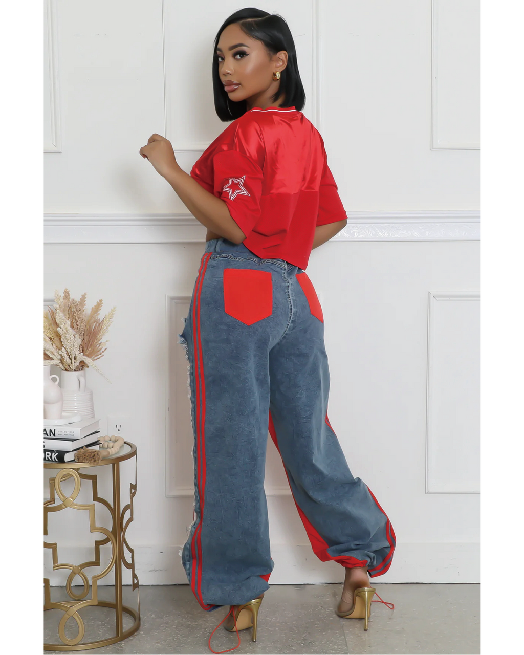 Pop out denim joggers