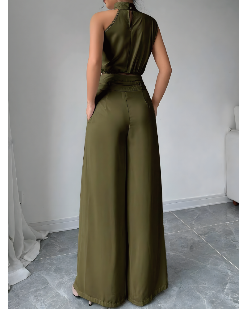 Set aus Rollkragenoberteil und Hose mit weitem Bein