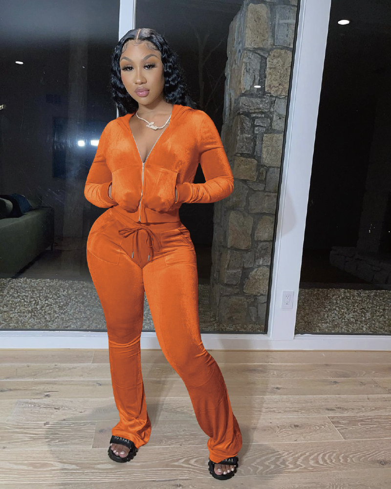 Velvet Vixen Fantasy Sweat Pant Set Orange