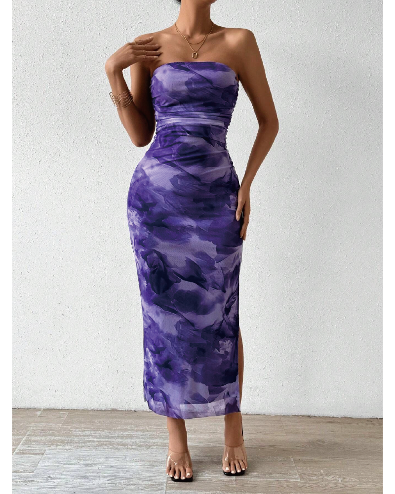 Tie-Dye Tube Dress Purple