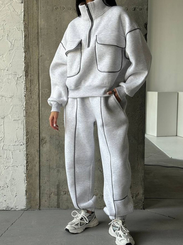 Zip-Front Sweatshirt & Pants Set