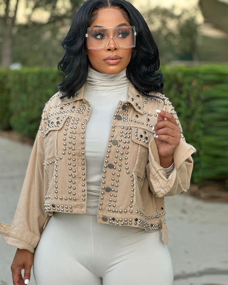 Studded Jewel Jacket KHAKI
