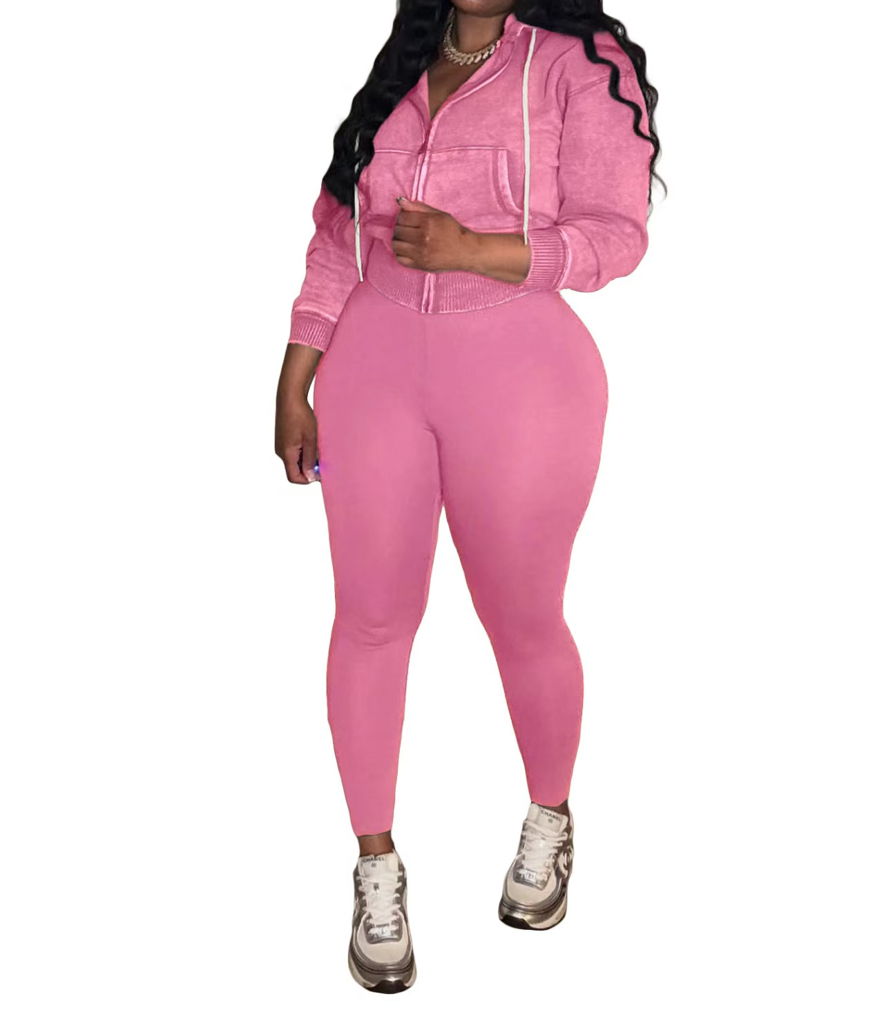 Zip-Front Hoodie & Skinny Pants Set