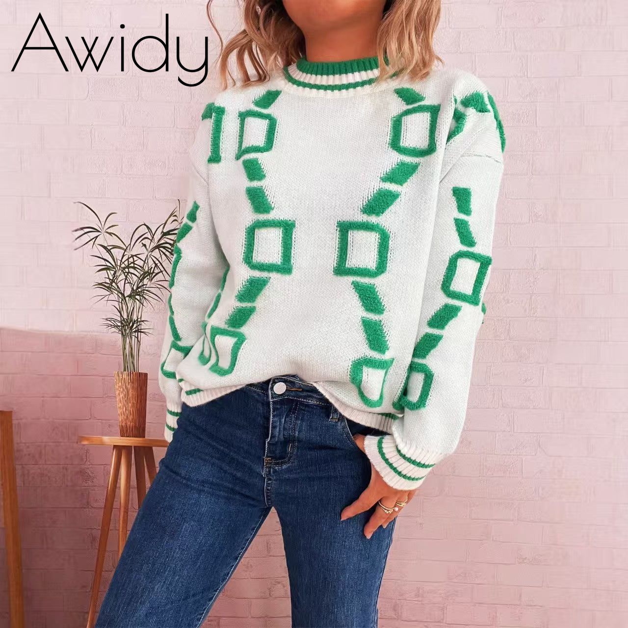 Bedruckter Rundhalspullover – Ausverkauf