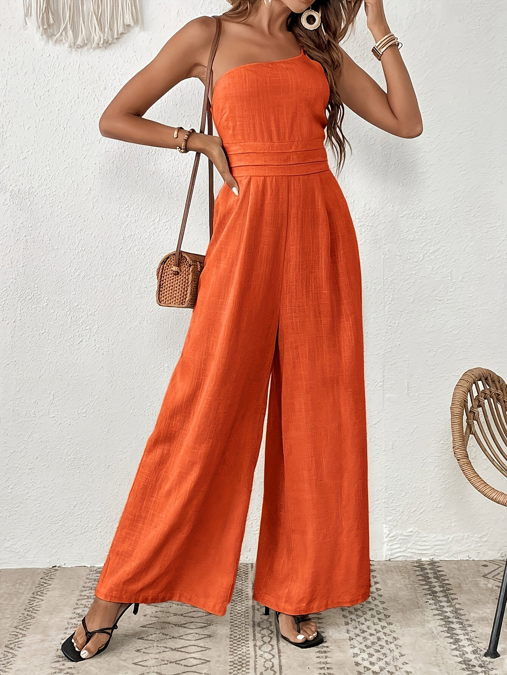 Halter Wide-Leg Jumpsuit Orange