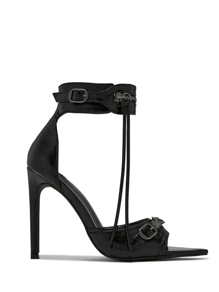 Ankle Zip Strap Pointed Toe Sandals