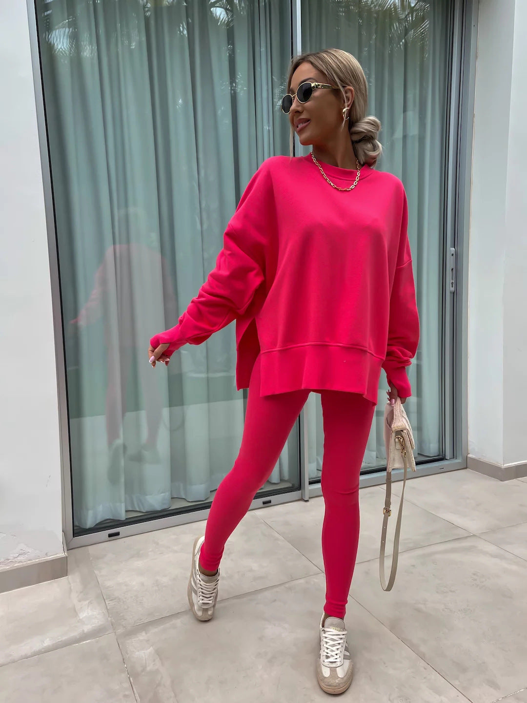 Casual Skinny Pants Loose Sweatshirt Set