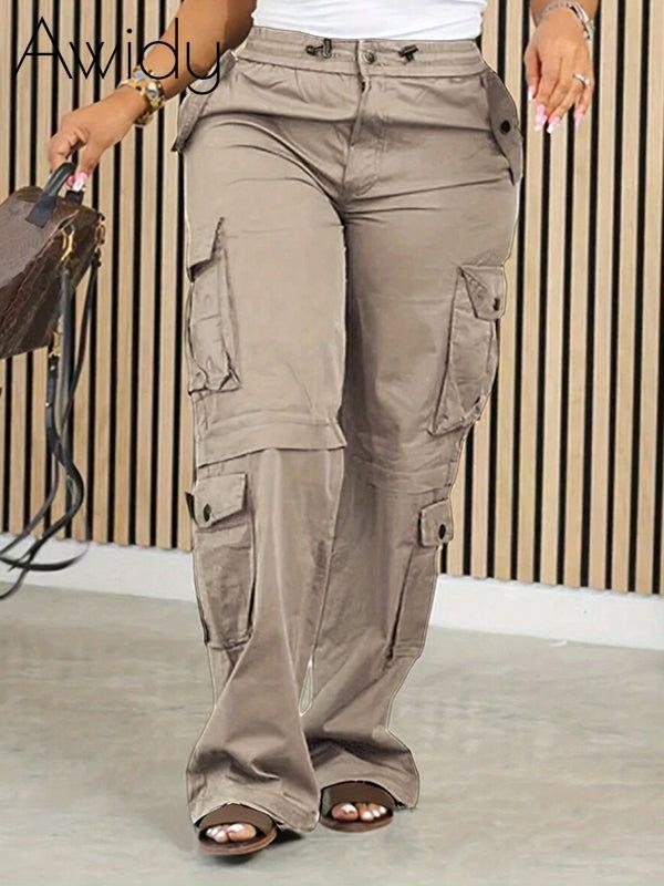 Solid Cargo Pants Khaki