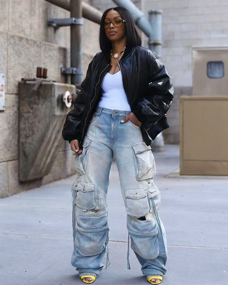 Lexi Cargo Jeans Light Blue Denim