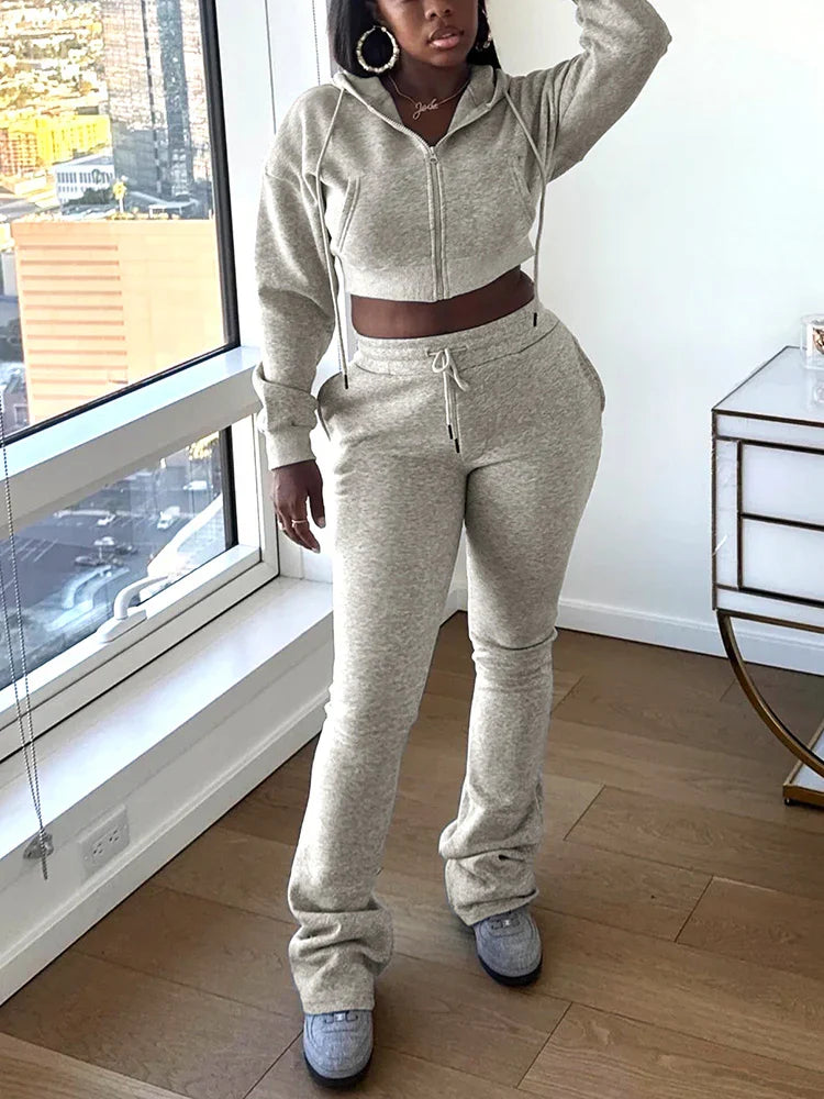 Basic Hoodie Extended Pants Set