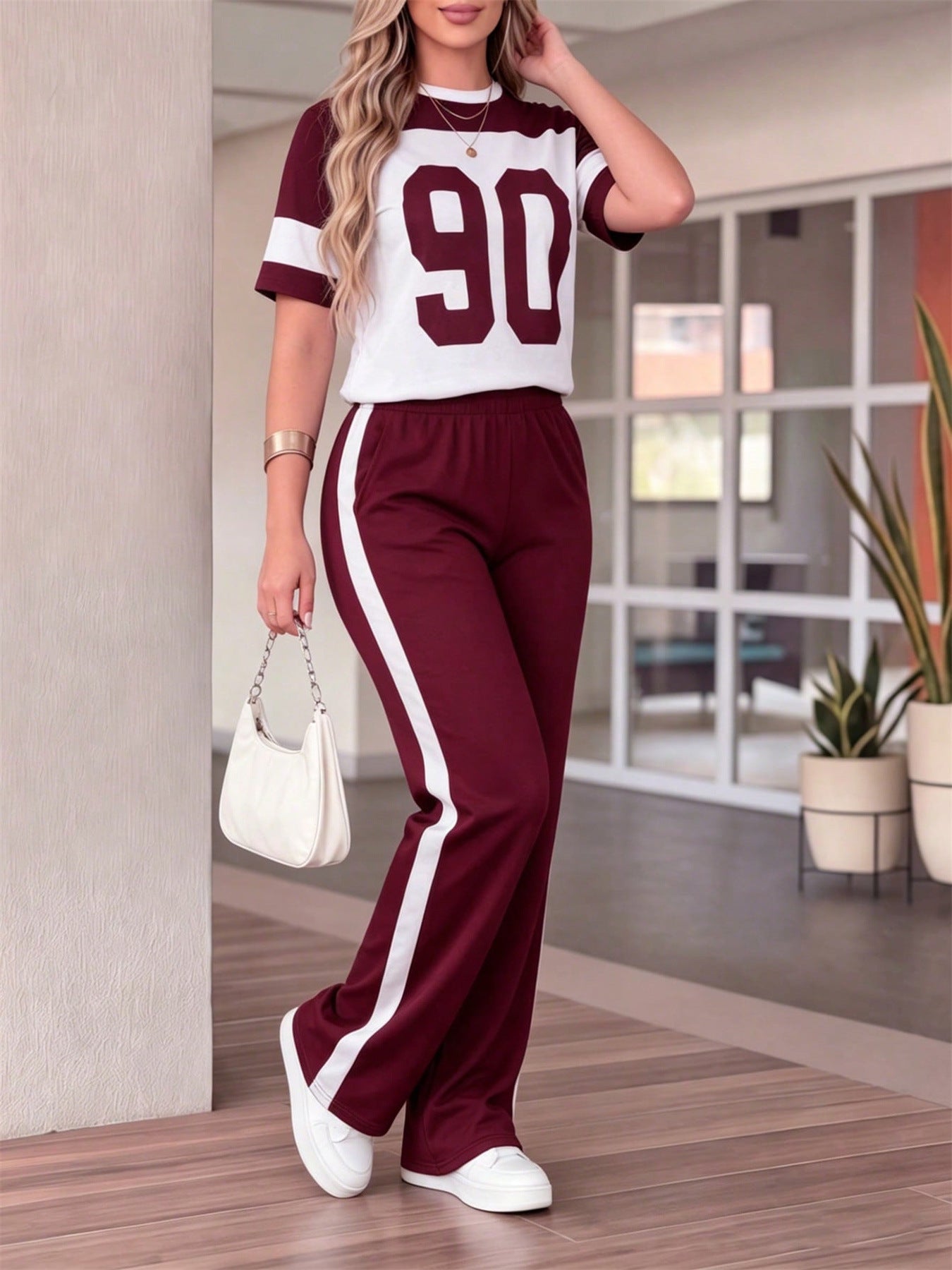 Short-Sleeve T-Shirt & Pants Two-Piece Set for Spring/Summer Casual