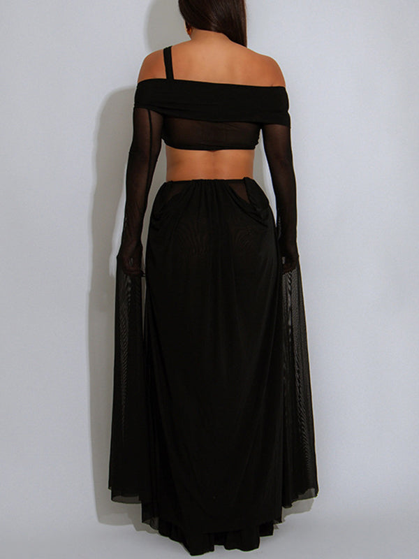 Transparentes Kleid mit schulterfreiem Ausschnitt