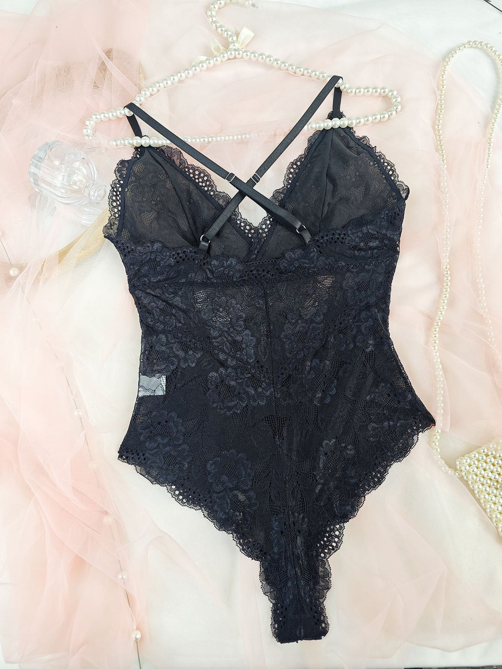 Slim Fit Lace See-Through Bodysuit for Intimate Wear