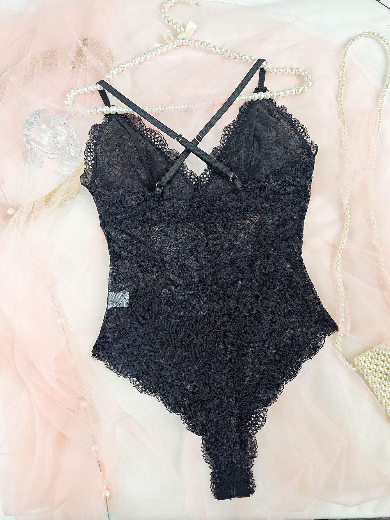Slim Fit Lace See-Through Bodysuit for Intimate Wear