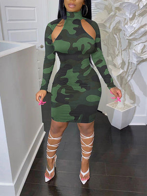 Camo Cutout-Kleid – Ausverkauf