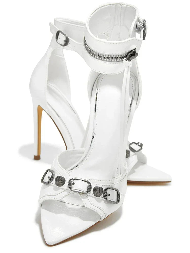 Ankle Zip Strap Pointed Toe Sandals
