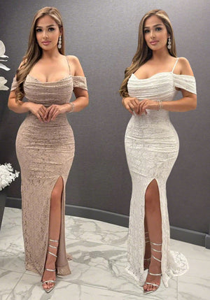 Women Sexy Spaghetti Strap Slit Party Dress Sleeveless Maxi Dress