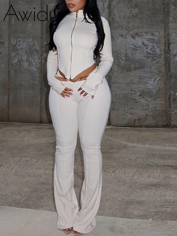 Solid Zip Top & Pants Set