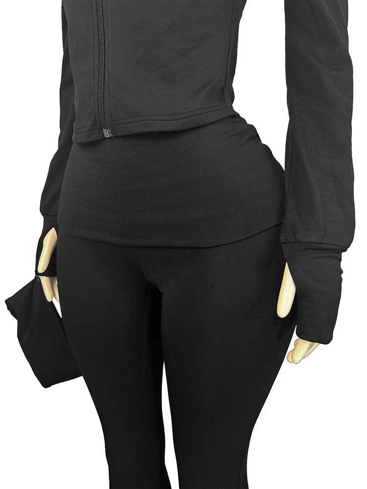 Sculpt Jacket & Flare Pants Set With Headband