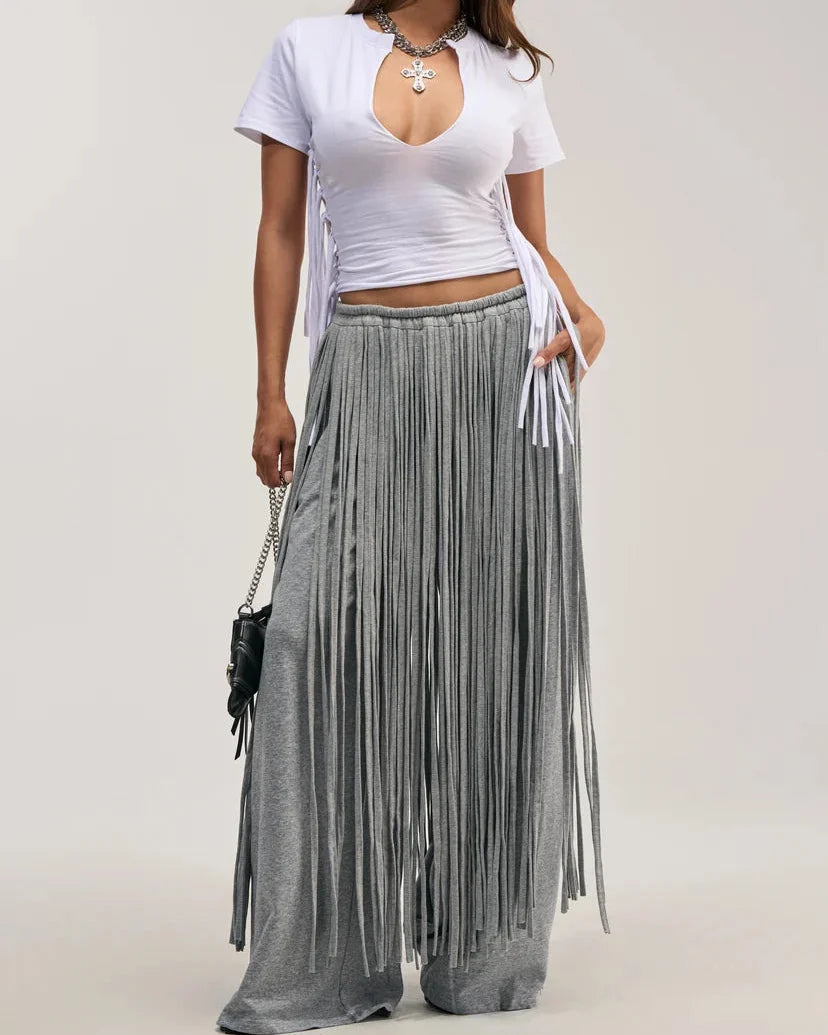 TRY ME FRINGE WIDE LEG JOGGER