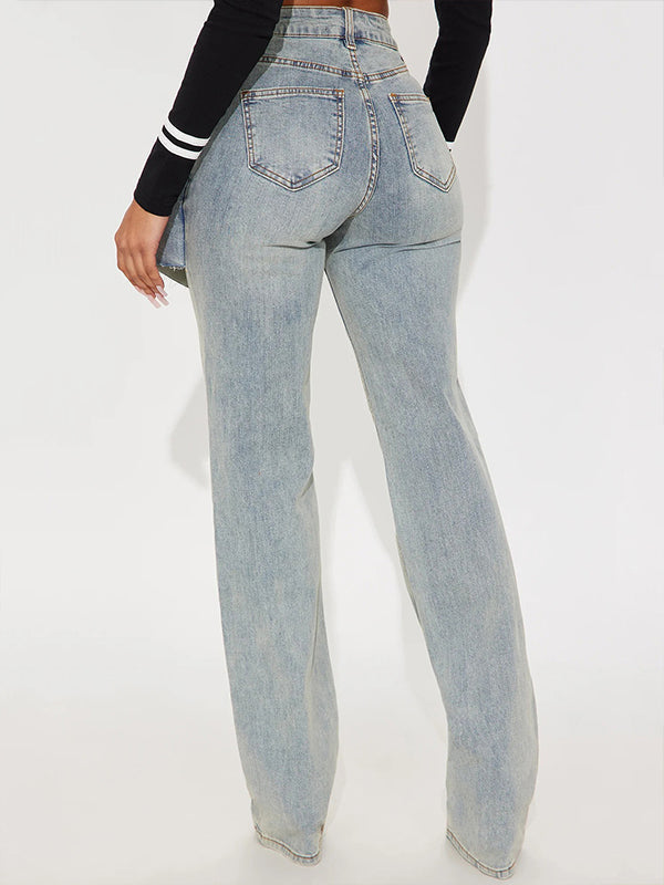 Jean droit à double taille