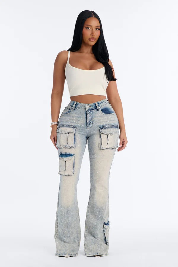 Multi-Pocket Denim Pants for Casual Streetwear