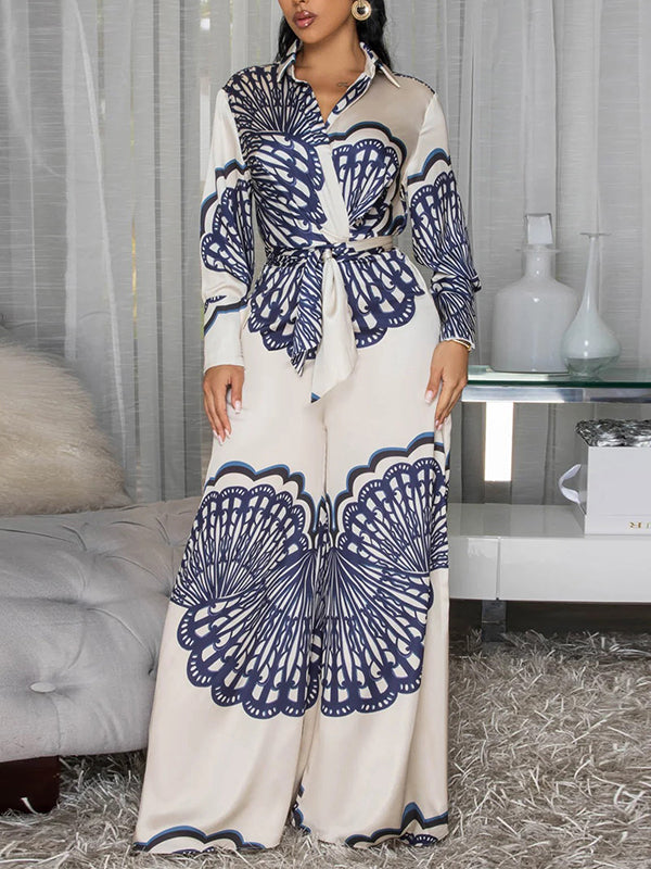 Bedruckter Jumpsuit mit Bindeband