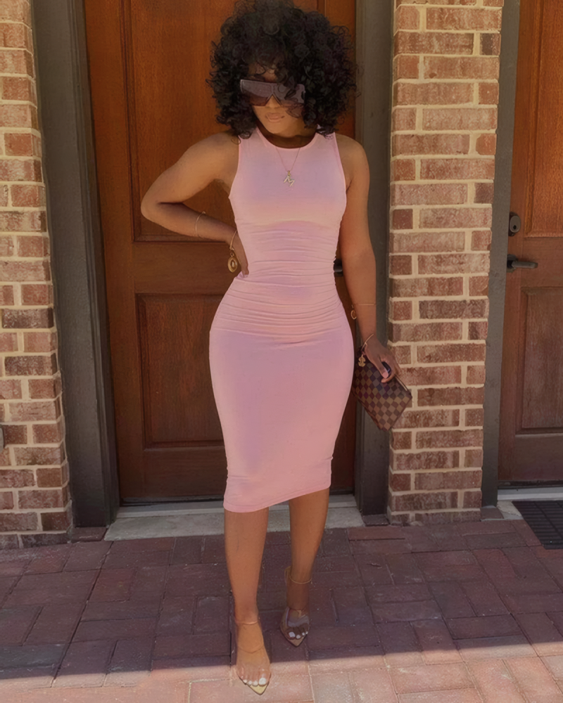 Solid Ease Sleeveless Midi Dress