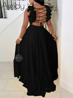 Sleeveless Ruffle Maxi Dress