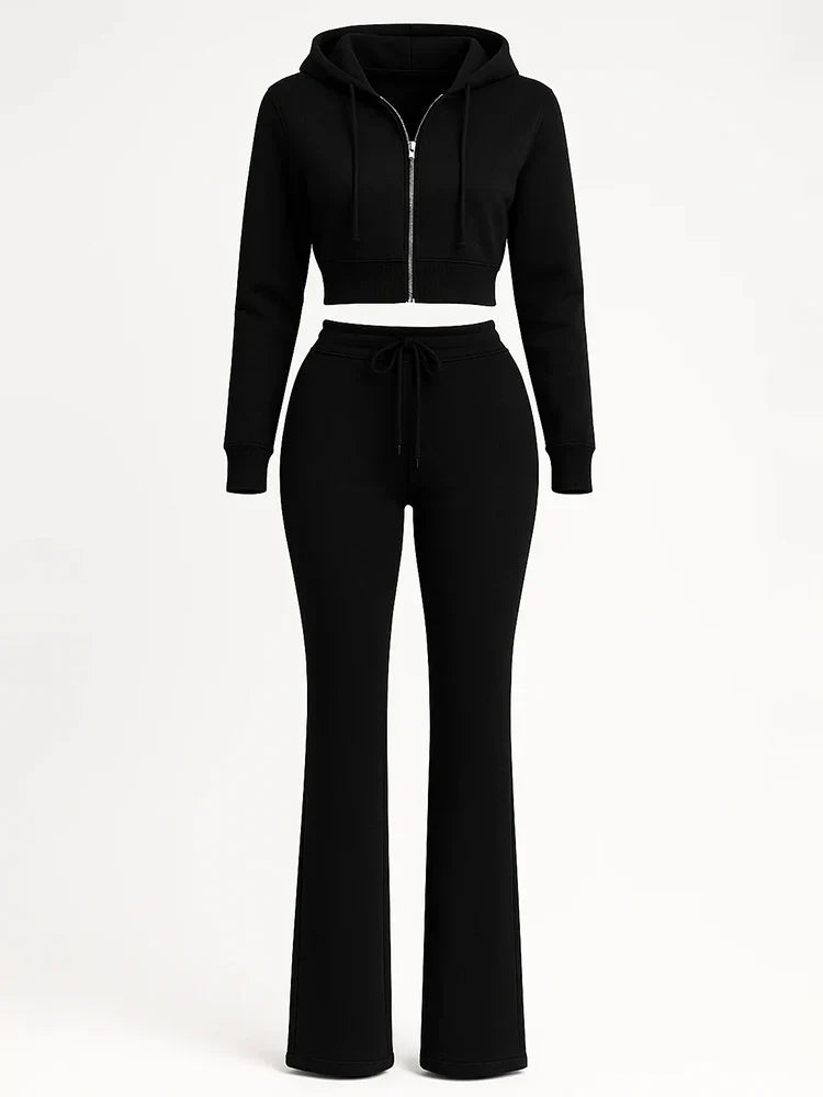 Basic Hoodie Extended Pants Set