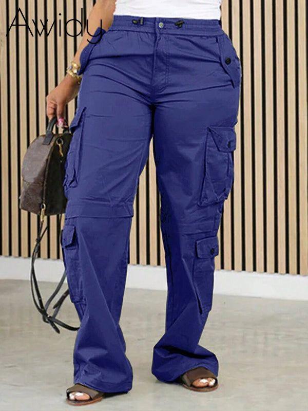 Solid Cargo Pants Blue