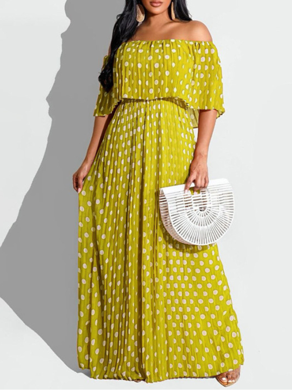 Robe à pois et épaules dénudées - Liquidation