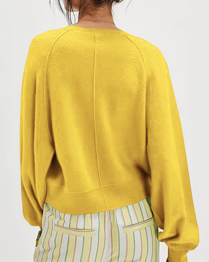 Effortless Button-Front Knit Pullover