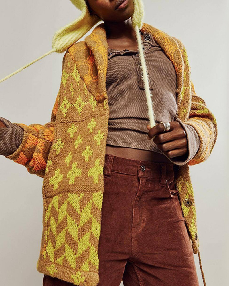 LooseFit Abstract Knit Cardigan