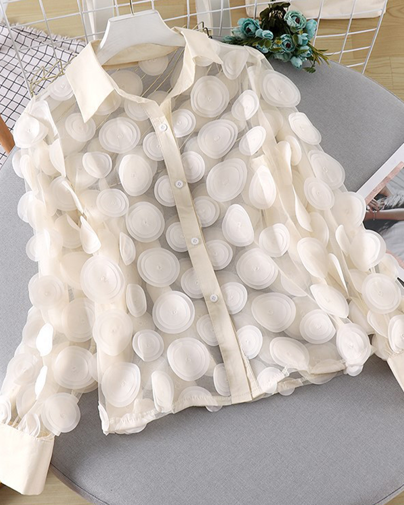 Blooming 3D Chiffon Blouse Apricot