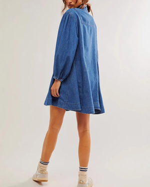 Everyday Button Denim Shirt Dress
