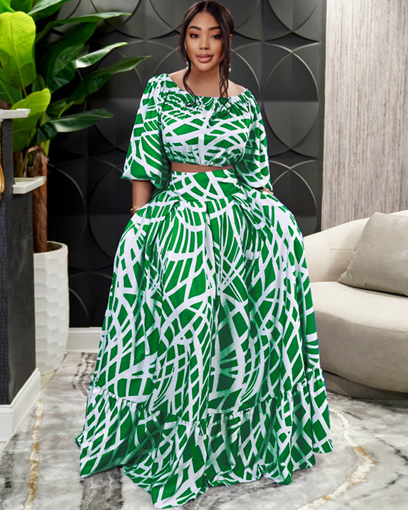 Elegant Goddess Skirt Set GreenWhite5