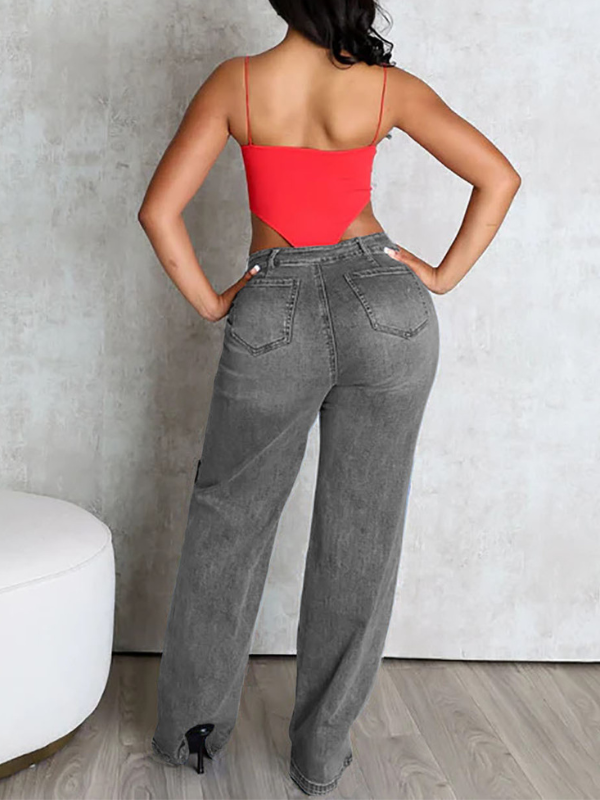 Jean droit détachable