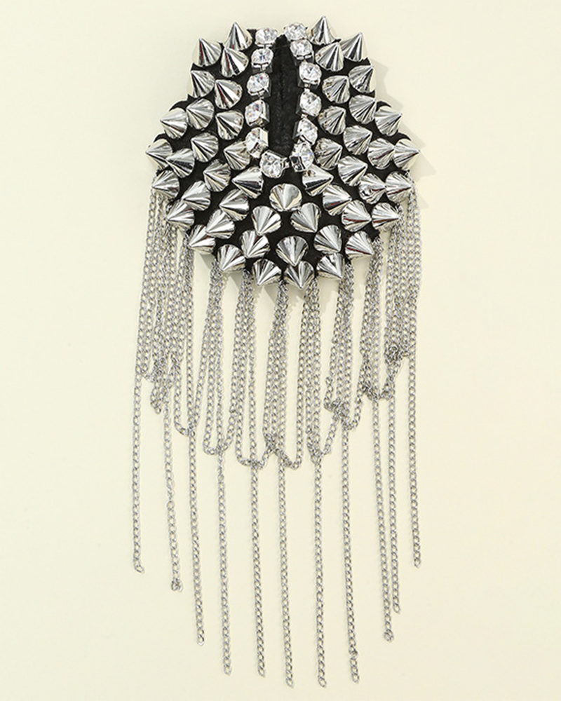 Diamonds Tassel Shoulder Boat Brooches Silver