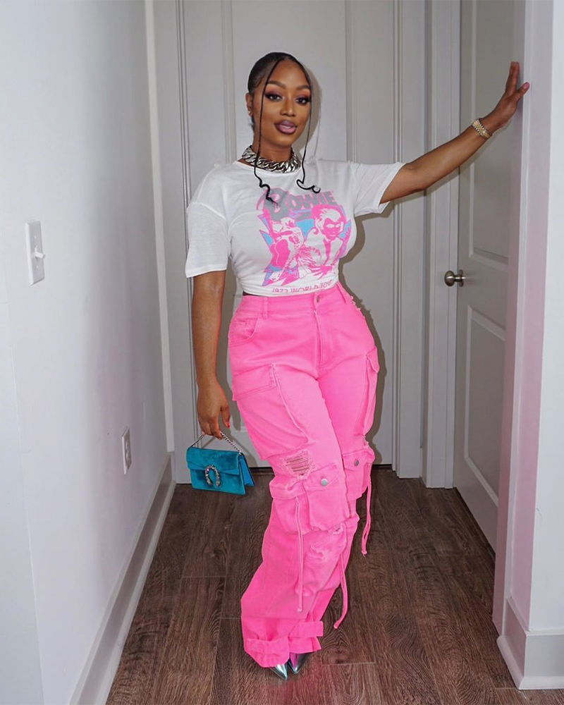 Lexi Cargo Jeans Pink