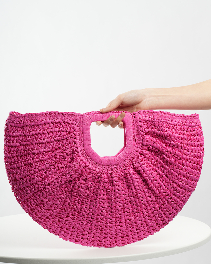 Damascus Crochet Straw Bag Rose Red
