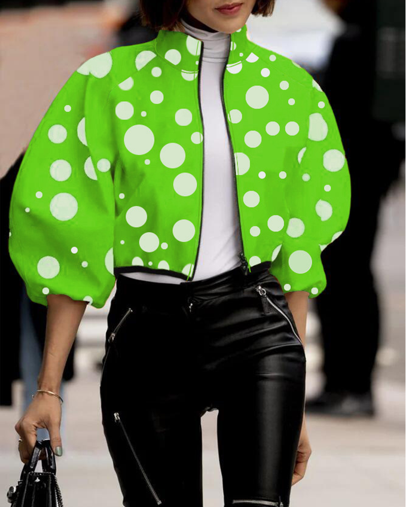 Motivi Polka Dots Jacket Green