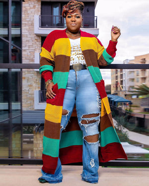 long sleeve cardigan sweater Red